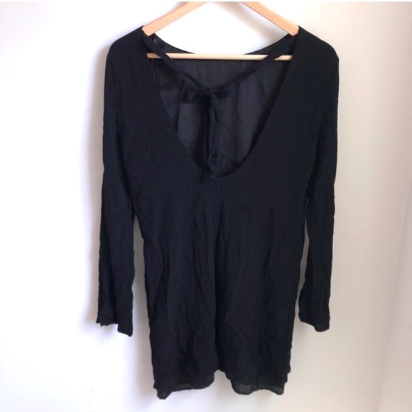 Lulu’s black tunic shirt with tied open back small - Picture 1 of 6
